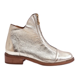 Botas de couro com zíper Nicole 2785/007 dourado