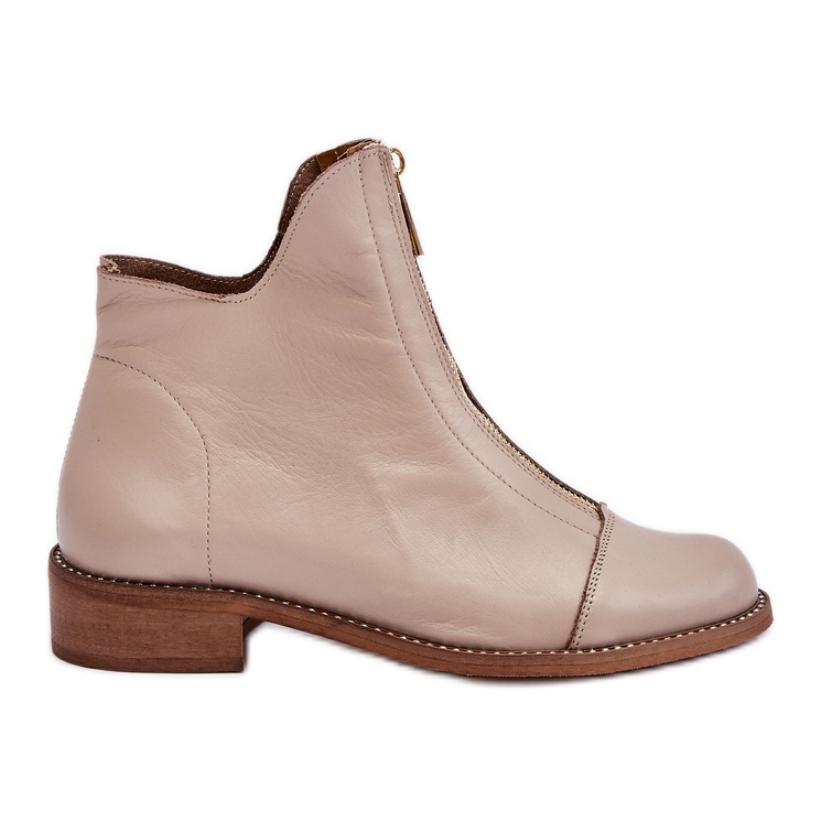 Botas de couro com zíper Nicole 2785/008 bege