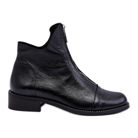 Botas de couro com zíper Nicole 2785/037 preta preto