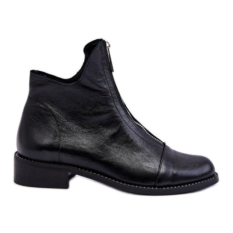 Botas de couro com zíper Nicole 2785/037 preta preto
