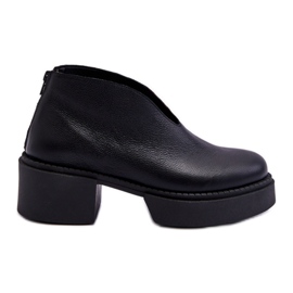 Botas de couro com salto maciço Nicole 2795/056 preta preto