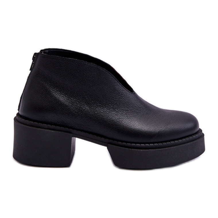 Botas de couro com salto maciço Nicole 2795/056 preta preto