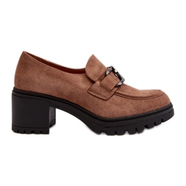 Vinceza Salto alto grosso de camurça Marrom Finley