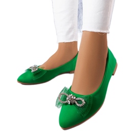 Bailarinas verdes com laço e strass da LaGarde