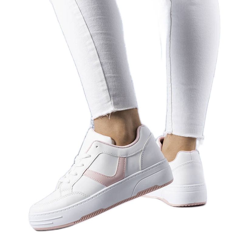 BM Tênis plataforma branco e rosa Trépani