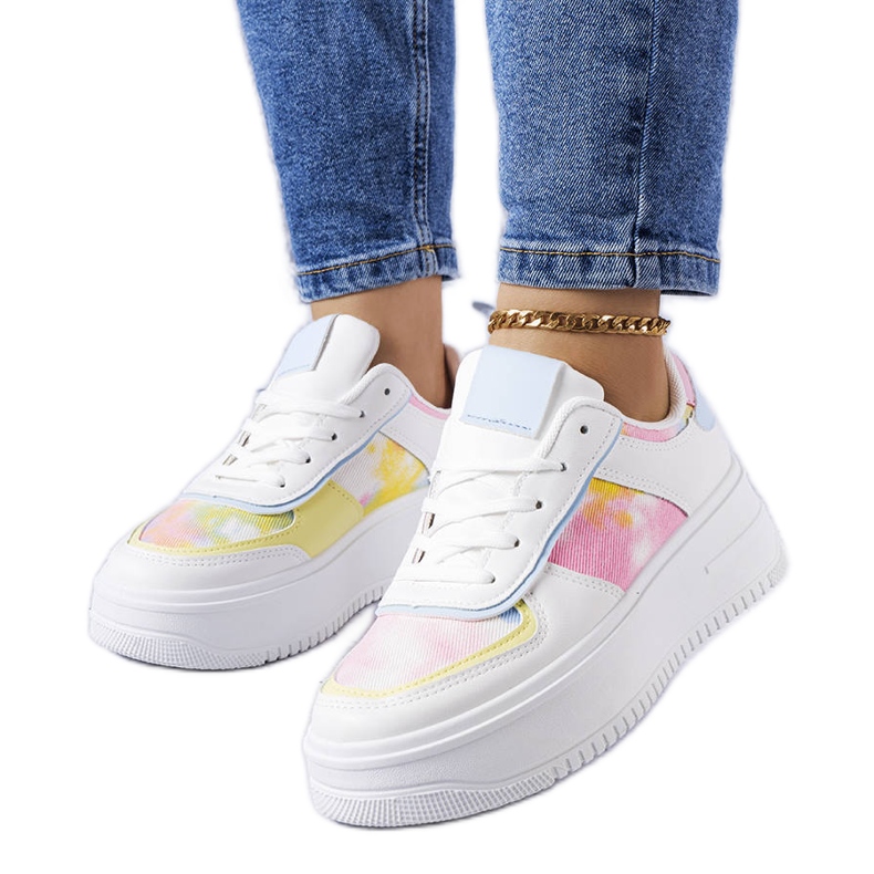 Sapato plataforma branco e azul Heloise