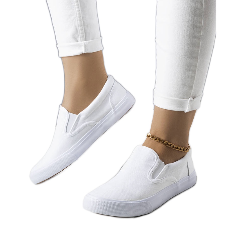 Candace Tênis slip-on branco de tecido