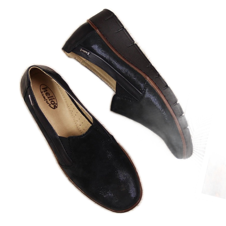 Sapatos femininos de couro, slip-on preto Helios 350