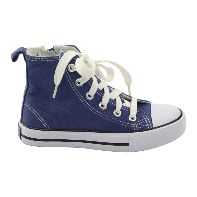 American Club Tênis infantis no zíper azul americano