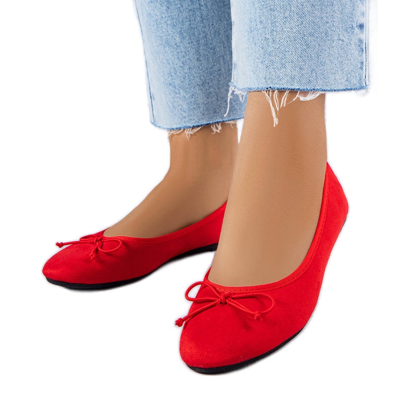 Bailarinas vermelhas com laço Chandonnet vermelho Bailarinas vermelhas com laço Chandonnet vermelho