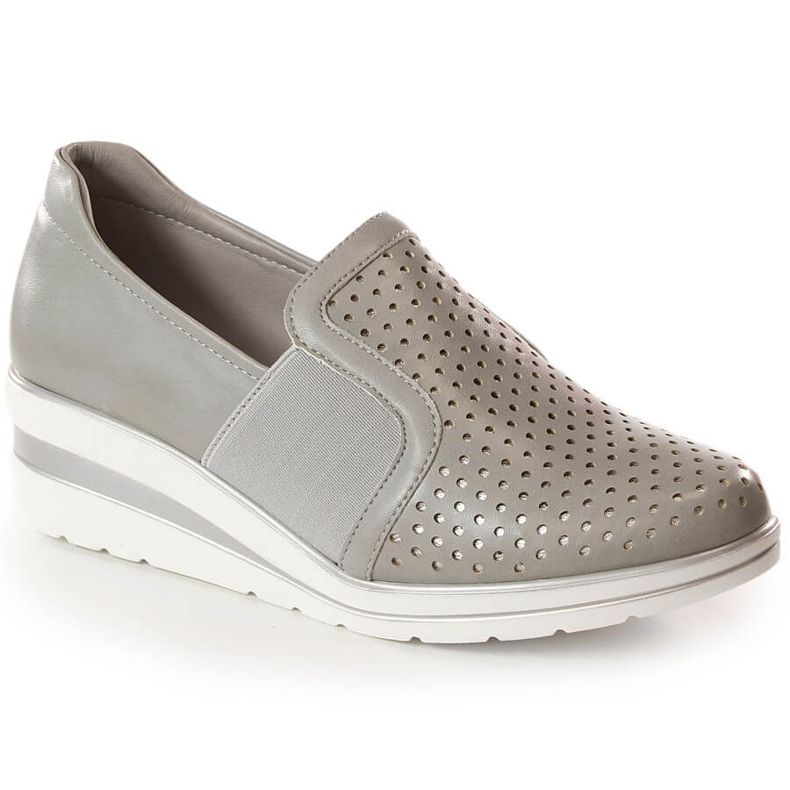 Sapatos de cunha de mulher cinzentos vazados Jezzi MR1738-17 cinza