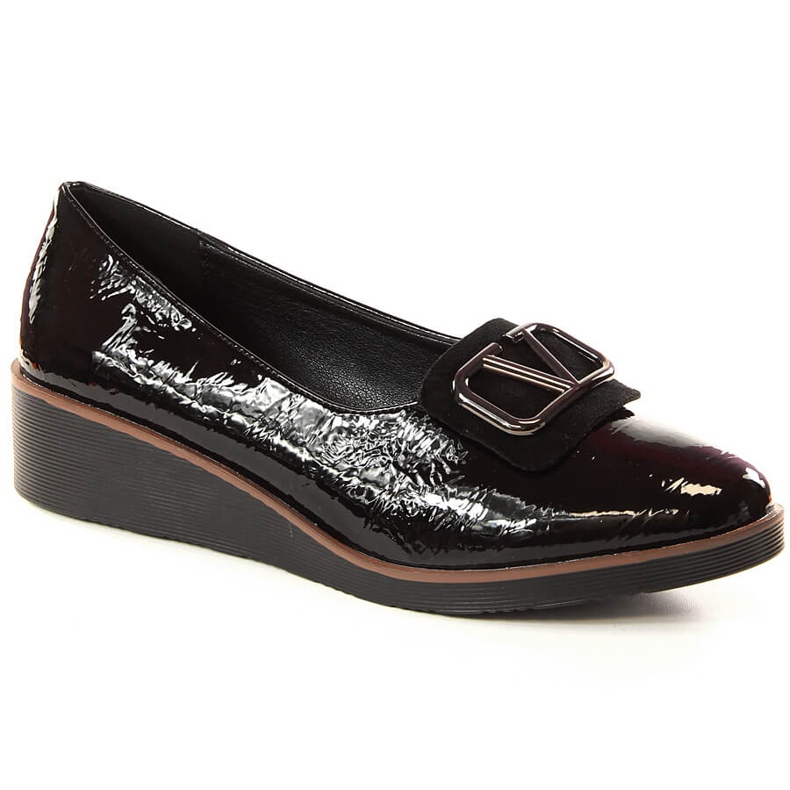 Sapatos de cunha pretos lacados de mulher Jezzi RMR2265-3