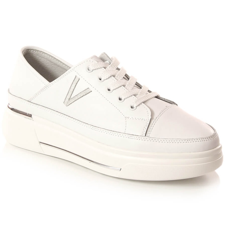 Sapatos esportivos femininos de couro branco Vinceza SG23-7857