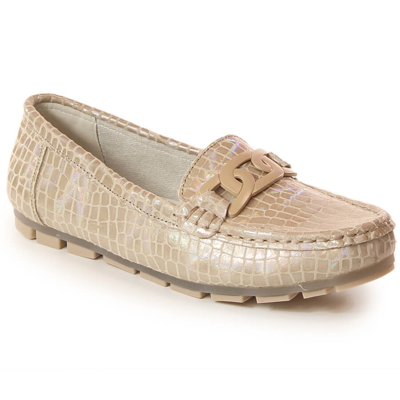 Mocassins couro lacado para mulher crocodilo bege Filippo DP3630/23