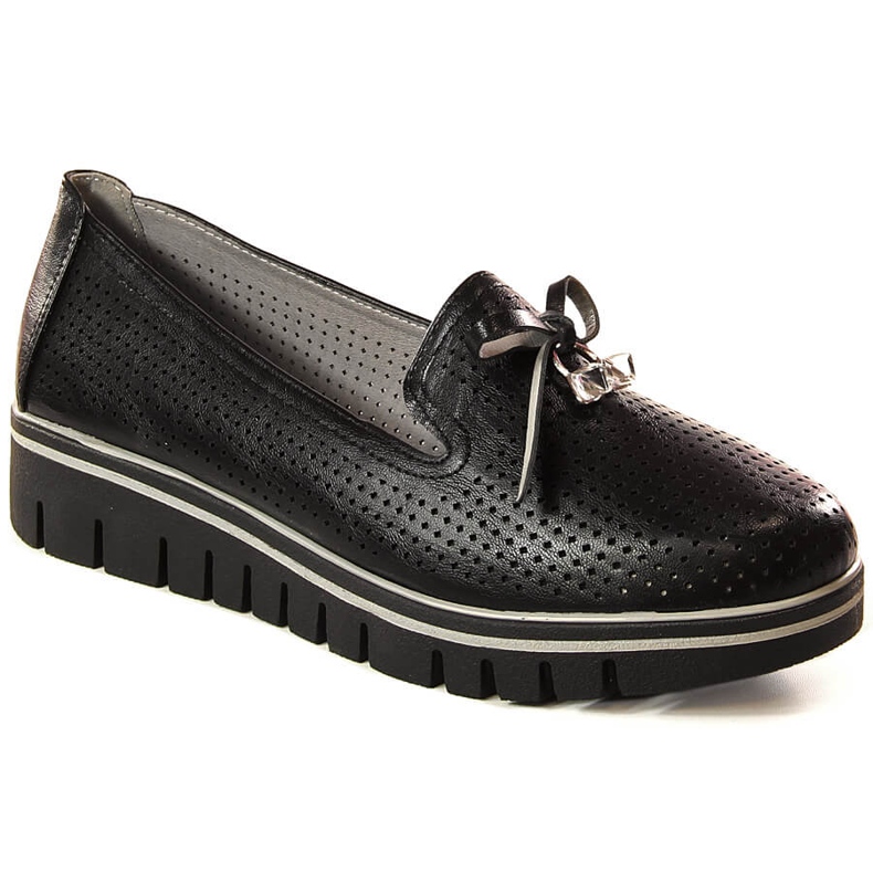 Sapatos plataforma femininos pretos vazados Jezzi RMR2268-2