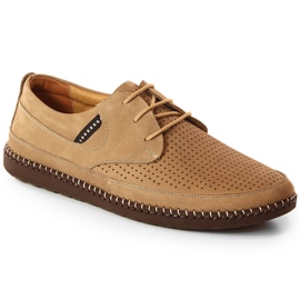 Sapatos masculinos leves de couro vazado bege T.Sokolski Sar W21-913 marrom