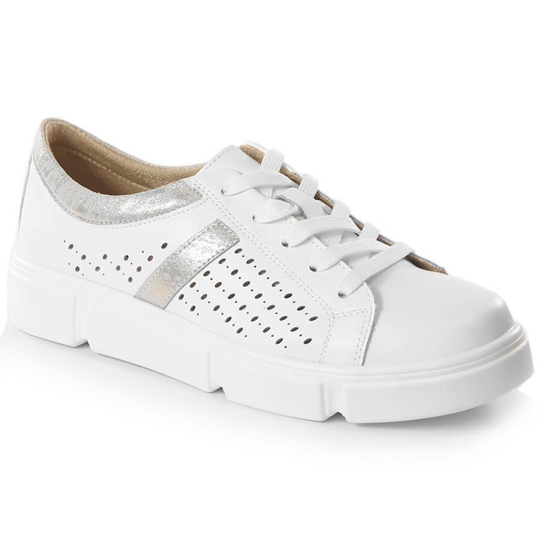Sapatos desportivos em pele de mulher na plataforma branco Filippo DP4531