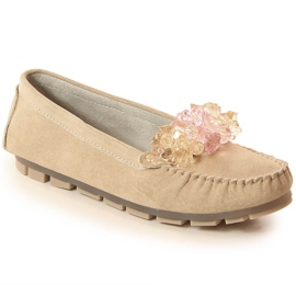 Mocassins de mulher em pele com cristais bege Filippo DP4549 Mocassins de mulher em pele com cristais bege Filippo DP4549