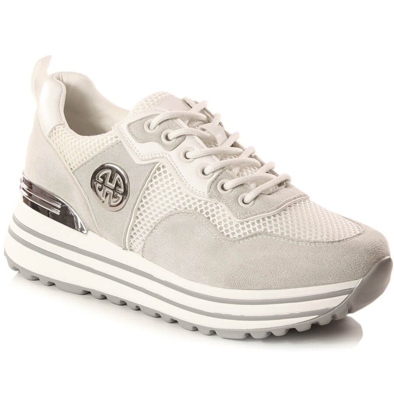 Sapatos esportivos femininos na plataforma branco Potocki SZ12086 bege