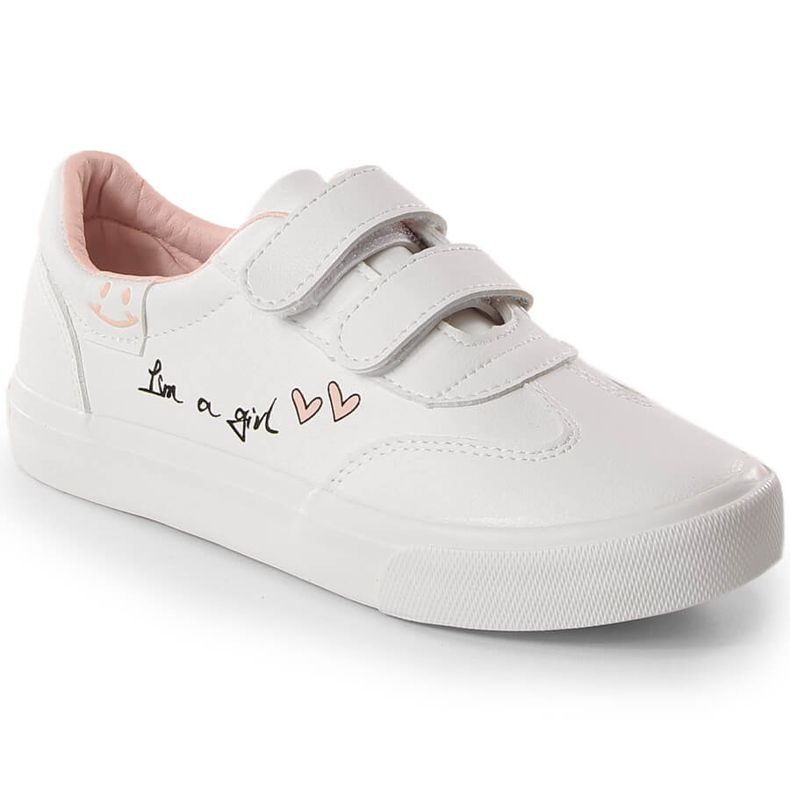 Sapatos desportivos para menina com velcro branco Potocki PY16026