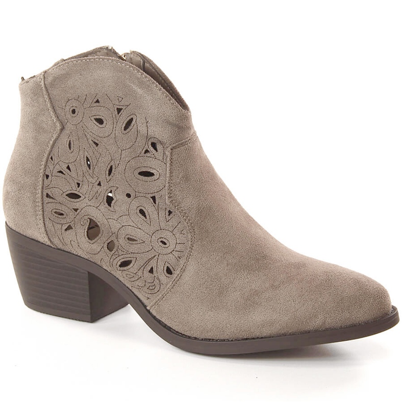 Botas femininas de camurça vazadas cinza Jezzi RMR1921-42