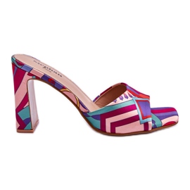 FS1 Chinelos femininos de salto estampado roxo Adelise multicolorido