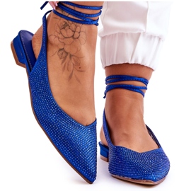 Bailarinas Mavis amarradas em azul com strass