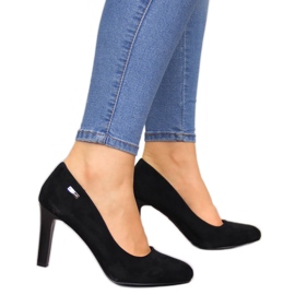 Sapato de salto alto preto de camurça, Sergio Leone 1457