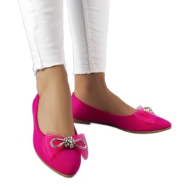 Sapatilha rosa com laço e strass LaGarde