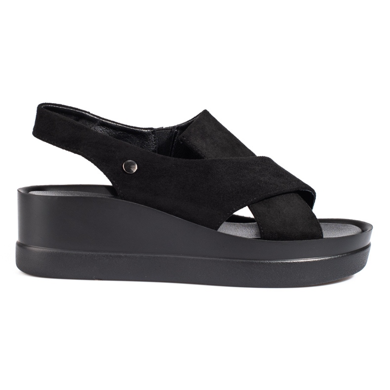 Sandálias de cunha Shelovet pretas de mulher preto