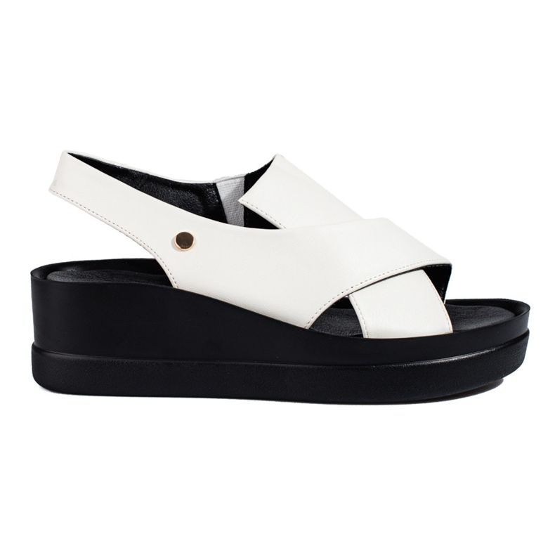 Sandálias de cunha Shelovet de mulher brancas branco