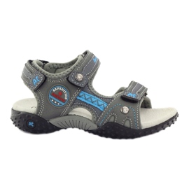 American Club Sandálias de velcro com aplicação de couro cinza americano 1618 azul
