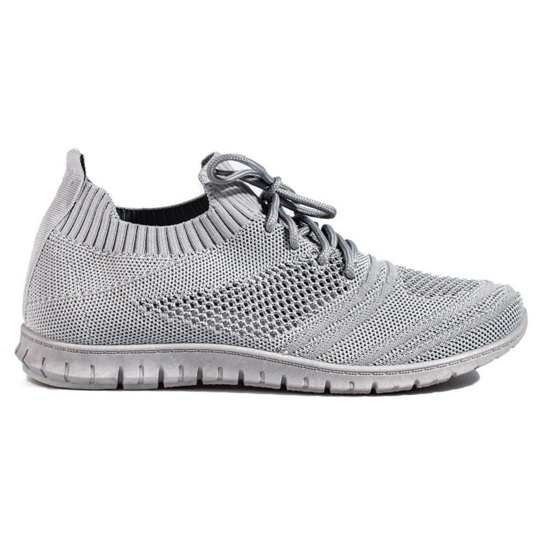 W. Potocki Sapatos esportivos femininos claros perfurados cinza Potocki