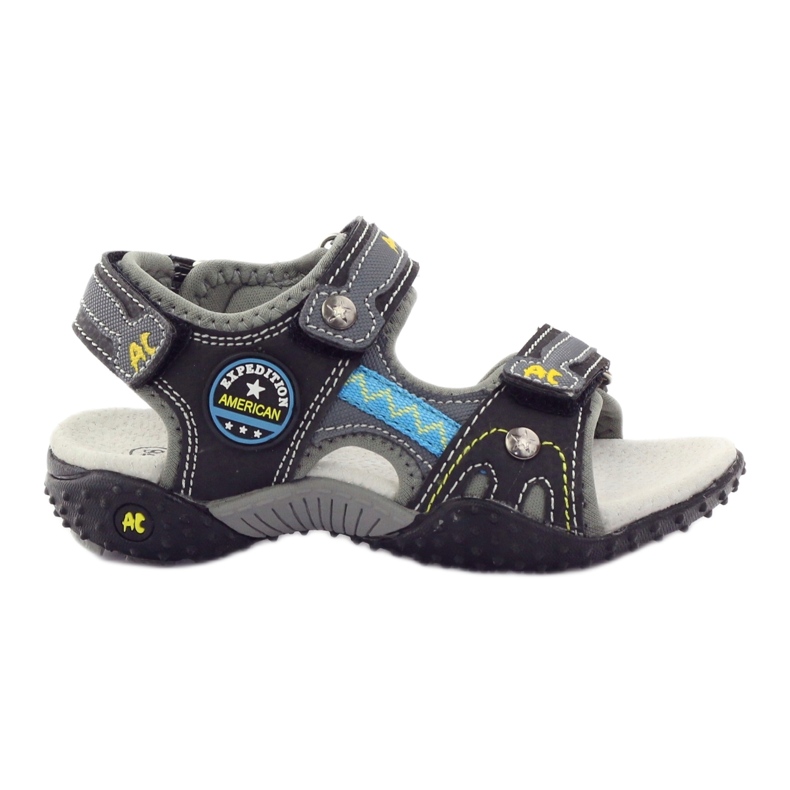 American Club Sandálias de velcro com um encaixe de couro americano 1618 ['amarelo, 'cinza', 'preto'] cinza