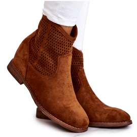 S.Barski Botas Femininas de Camurça Cunha Oculta Camel Solene marrom