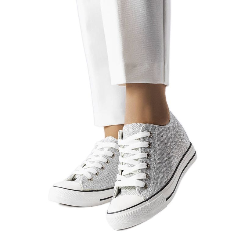 BM Tênis cano alto com glitter prateado Creta prata