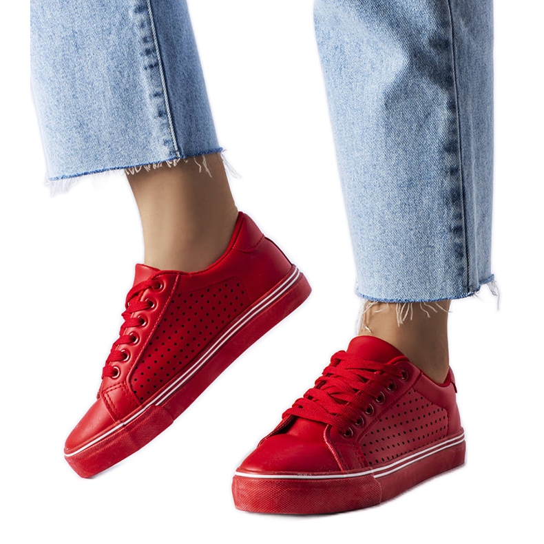 BM Tênis de couro ecológico vermelho, Joffre.