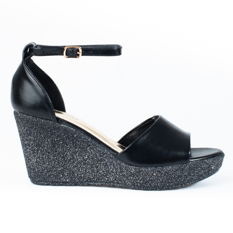 Sandálias de cunha alta Shelovet pretas de mulher preto