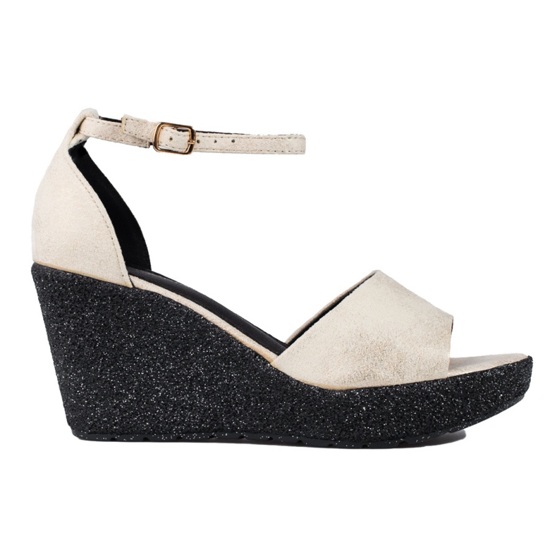 Sandálias de cunha alta Shelovet bege de mulher