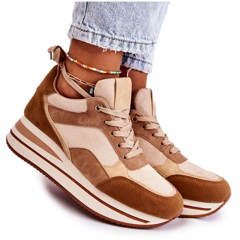 PS1 Tênis esportivo feminino de camurça marrom-bege Elisse