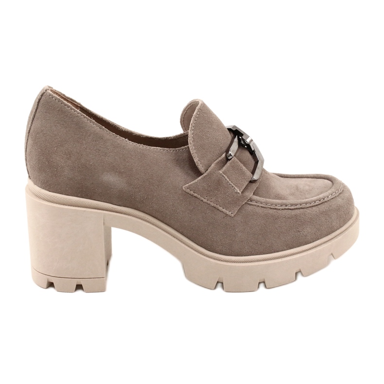 Lemar Brogues elegantes no calcanhar com decoração bege prata escura Harmell