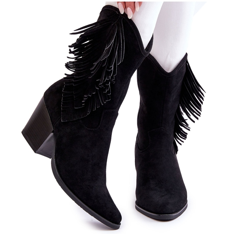 S.Barski Botas de cowboy femininas de camurça pretas Elyse preto