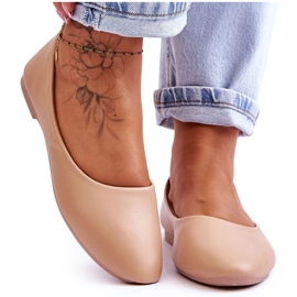 Bailarinas clássicas de couro Stacee bege