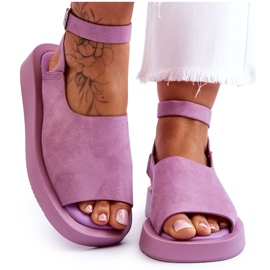 FG2 Sandálias femininas confortáveis ​​com plataforma roxa rubi roxo