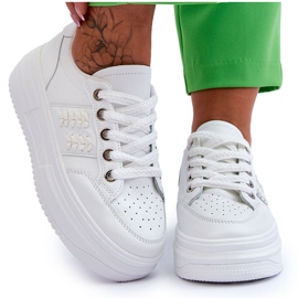 Tênis feminino elegante com plataforma branco Claribel