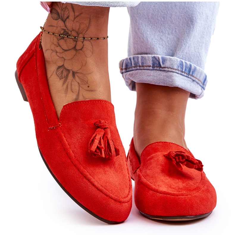 Mocassim Clássico de Camurça com Borlas Laranja Escuro Averil