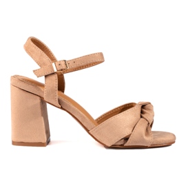 Sandália bloco de camurça bege Vinceza