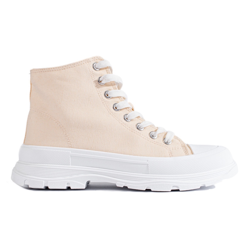 Ténis de cano alto em tecido Shelovet bege