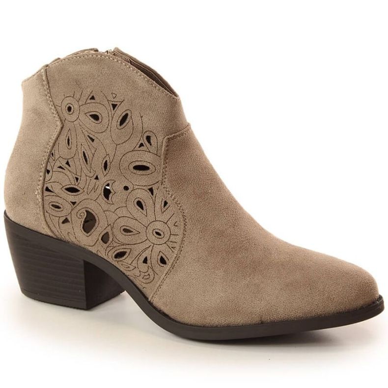 Botas cowboy de camurça vazadas Jezzi W JEZ387B bege