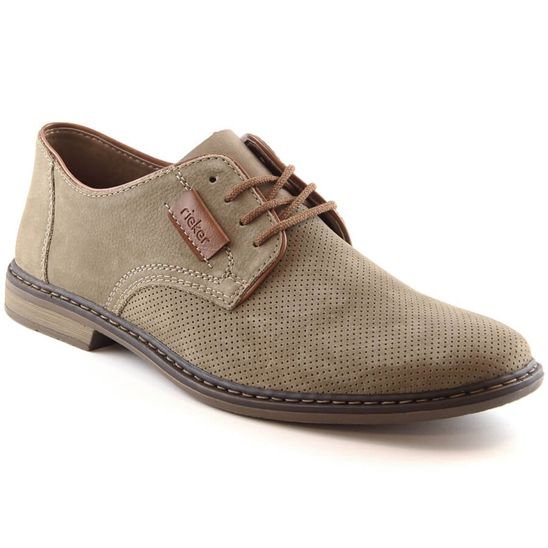Sapatos de homem Rieker 13439-25 em pele castanha clara castanho